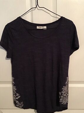 Cato Navy Short-Sleeve Tee with Side Embroidery